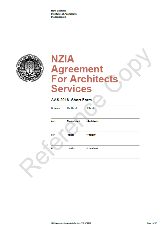 AAS 2018 – Architect Agreement Short Form (reference)